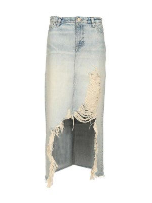 7 FOR ALL MANKIND: ニーレングススカート＆ミディ丈 - 膝丈/ミディスカート - ライトブルー