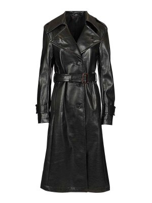 Acne Studios: cappotti corti - Trench di cuoio lungo