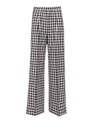 FORTE FORTE: casual trousers - Gingham Wide Leg Pants