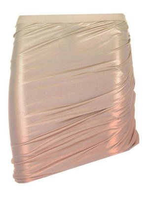 RICK OWENS: mini skirts - Metallic Stretch Viscose Miniskirt