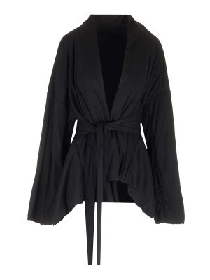 RICK OWENS: casual jackets - Black Viscose Kimono