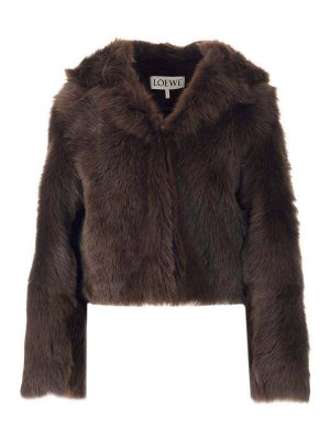 LOEWE: casual jackets - Shearling Hooded Jacket