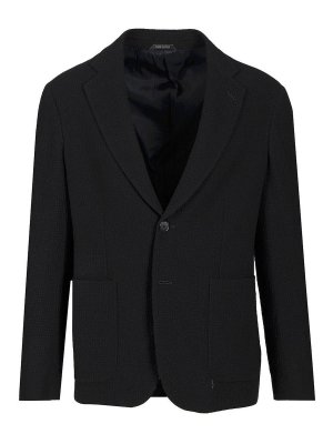 GIORGIO ARMANI: casual jackets - Single-Breasted Stretch Wool Jacket