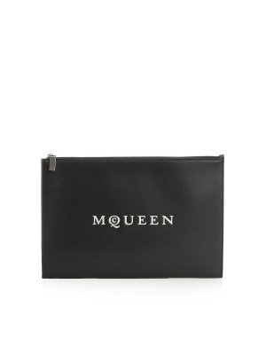 ALEXANDER MCQUEEN: clutches - Black Leather Clutch