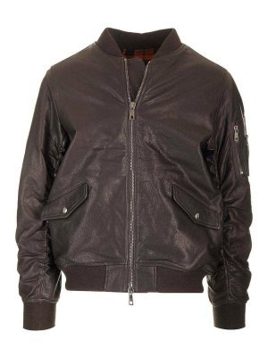 GIORGIO BRATO: casual jackets - Brown Lambskin Bomber Jacket