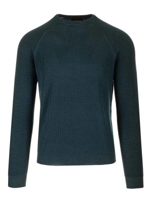 ROBERTO COLLINA: Strickpullover mit Rundhalsausschnitt - Rundhalspullover - Grün