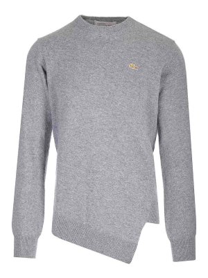 COMME DES GARCONS: Strickpullover mit Rundhalsausschnitt - Rundhalspullover - Grau