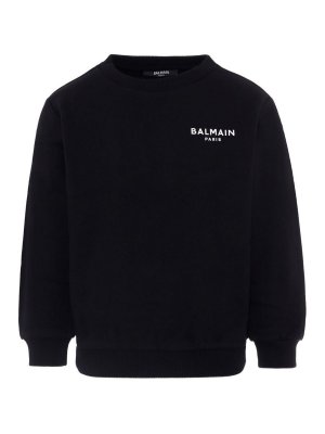 Balmain: Sweatshirts & Sweaters - Black Cotton Sweatshirt With Print