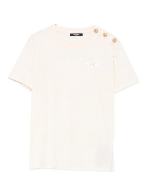 Balmain: t-shirts - Beige Cotton T-Shirt