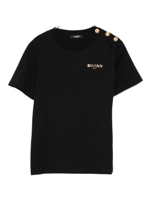 Balmain: t-shirts - Black Cotton T-Shirt