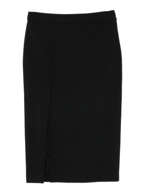 DONDUP: Knee length skirts & Midi - Black Midi Skirt With Side Slit