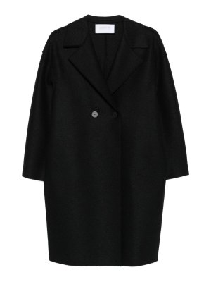 HARRIS WHARF LONDON: short coats - Black Wool Double-Breasted Coat