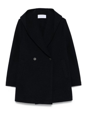 HARRIS WHARF LONDON: short coats - Double-Breasted Blue Wool Coat
