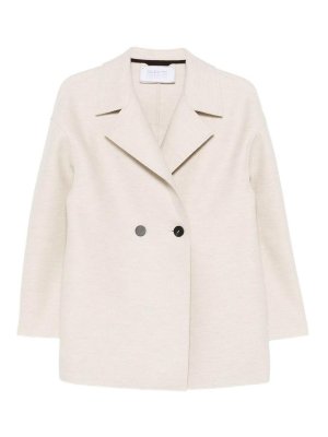 HARRIS WHARF LONDON: short coats - Short Double-Breasted Coat In Light Beige
