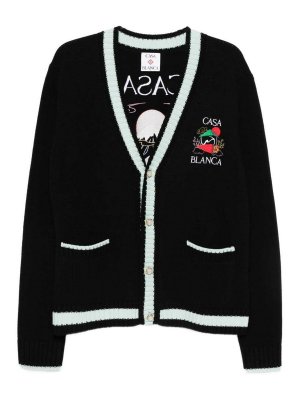 CASABLANCA: cardigans - Black Embroidered Cardigan