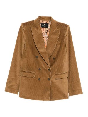 ETRO: blazers - Camel-Colored Ribbed Double-Breasted Blazer