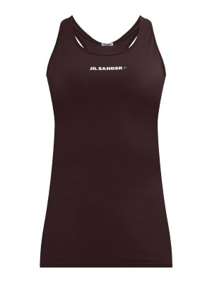JIL SANDER: Tops & Tank tops - Brown Sport Tank Top With Logo Print