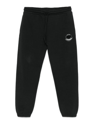 MONCLER: pantaloni sport - Pantaloni sportivi in cotone nero con logo