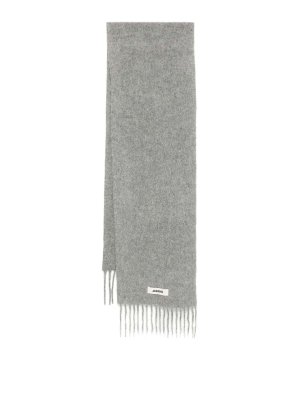 JACQUEMUS: scarves - Gray Scarf With Fringe And Logo