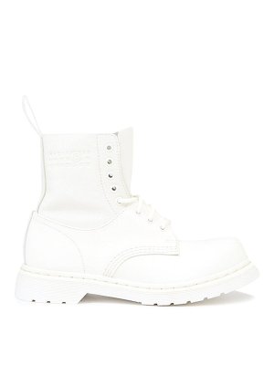 MM6 MAISON MARGIELA: ankle boots - 1460 Lace-Up Ankle Boots In White Leather