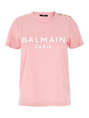 Balmain: t-shirts - Gold Button T-Shirt