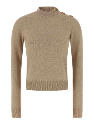 Balmain: Pull col rond - Pull Col Rond - Beige