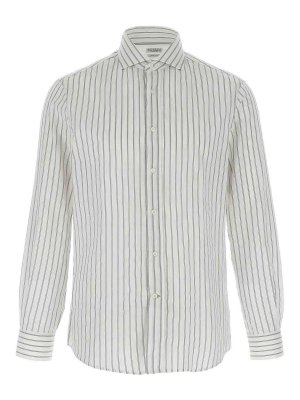 BRUNELLO CUCINELLI: shirts - Striped Canvas Shirt