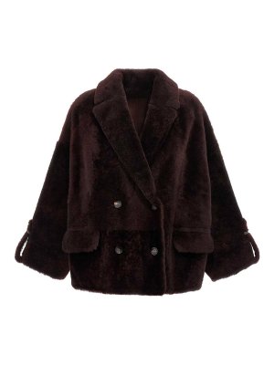 BRUNELLO CUCINELLI: Fourrure - Manteau En Fourrure - Rouge Brun