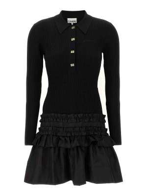 GANNI: ショートドレス - ショートドレス - 黒