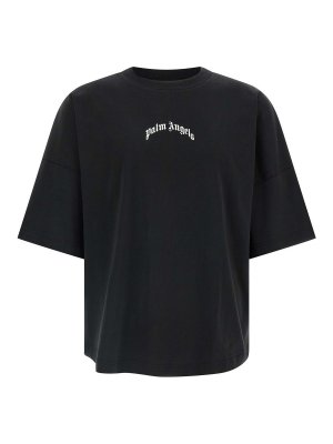Palm Angels: t-shirts - Back Curved Logo T-Shirt