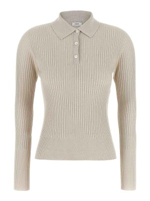 PESERICO: polo shirts - Lurex Ribbed Polo Shirt