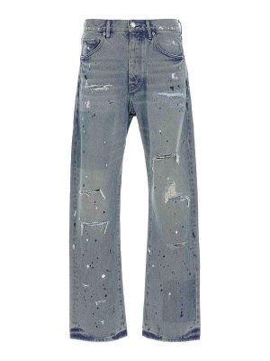 PURPLE BRAND: bootcut jeans - Patch Repairs Foil Jeans