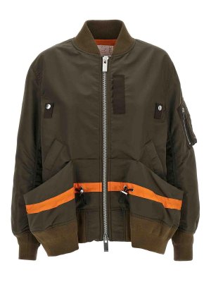 Sacai: giacche bomber - Giacca da bomber con corse