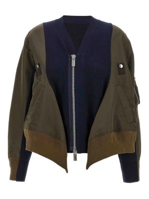 Sacai: cardigan - Nylon Insert Cardigan