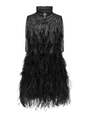 The Attico: knee length dresses - Ostrich Feather Dress