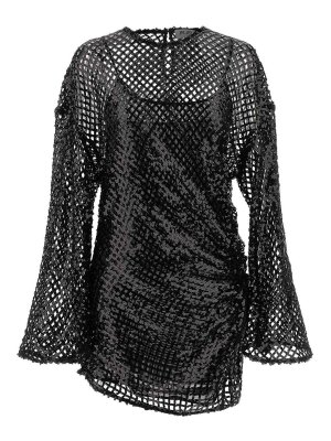 The Attico: knee length dresses - Sequin Mesh Dress