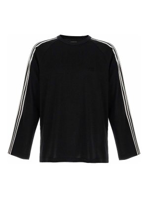 Y-3: t-shirts - Long Sleeve Tee 3-Stripes T-Shirt