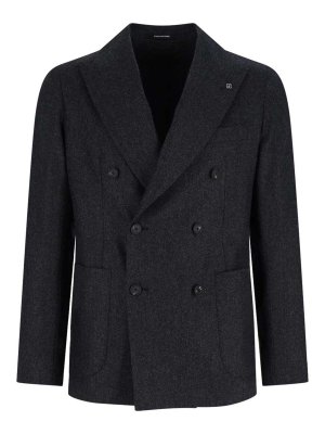 TAGLIATORE: blazers - Double -breasted blazer in virgin wool