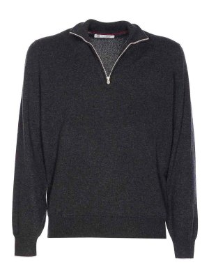 BRUNELLO CUCINELLI: crew necks - Half Zip Cashmere Sweater