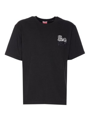 KENZO: t-shirts - Happy Tiger Embroidered T-Shirt