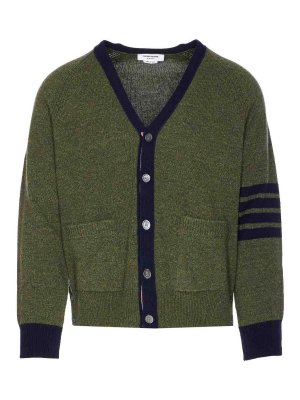 THOM BROWNE: cardigans - Dark Green Cardigan