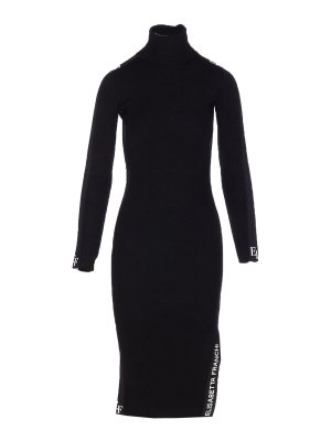 ELISABETTA FRANCHI: knee length dresses - Black And White Dress
