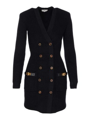 ELISABETTA FRANCHI: short dresses - Black Knit Dress