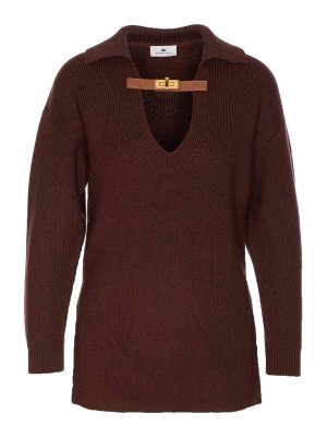 ELISABETTA FRANCHI: Pull col rond - Pull Col Rond - Marron