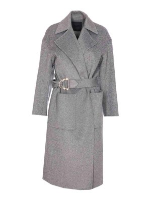 Liu Jo: short coats - Grey Coat With Belt Closure On Waist