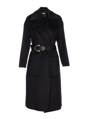 Liu Jo: short coats - Black Coat With Belt Closure On Waist