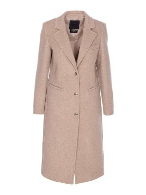 Liu Jo: short coats - Beige Coat With Logo Buttons Closure