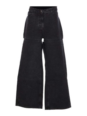 The Attico: casual trousers - Black Long Denim Pants