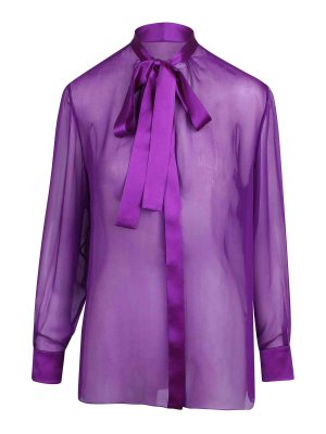 DOLCE & GABBANA: shirts - Silk chiffon shirt with bow