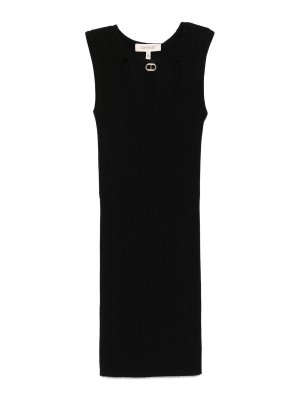 TWINSET: Robe longueur genou - Robe Au Genou - Noir
